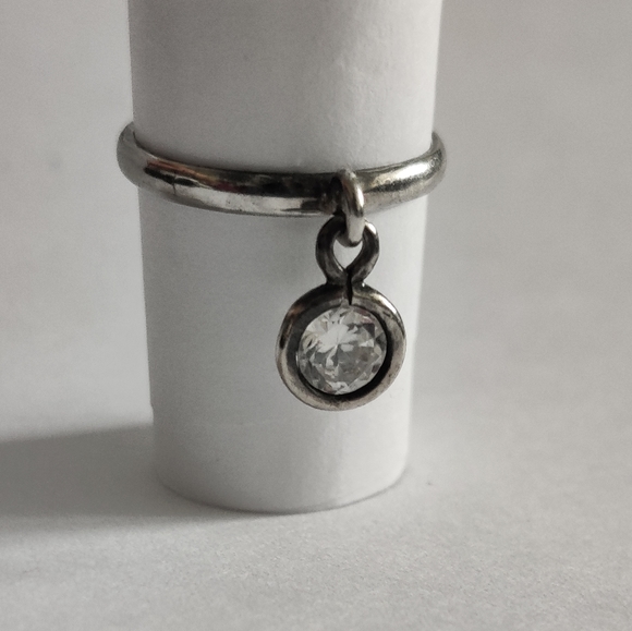 Vintage Diamante Drop Sterling Silver Ring - Picture 3 of 13